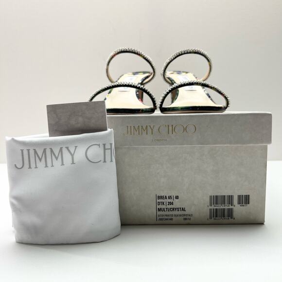 JIMMY CHOO Brea 65 Crystal Embellished Sandals EU 40 US 10 Floral Satin Mules - Picture 14 of 15